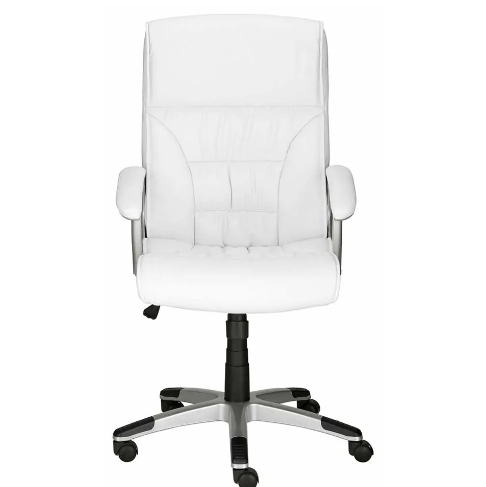 Moderner Kunstleder Chefsessel in Weiß & Chrom - Shiraz