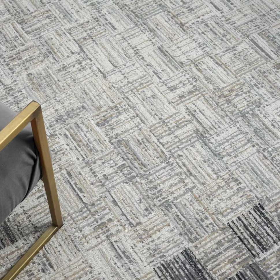 Moderner Kurzflor Teppich mit geketteltem Rand - Bihar