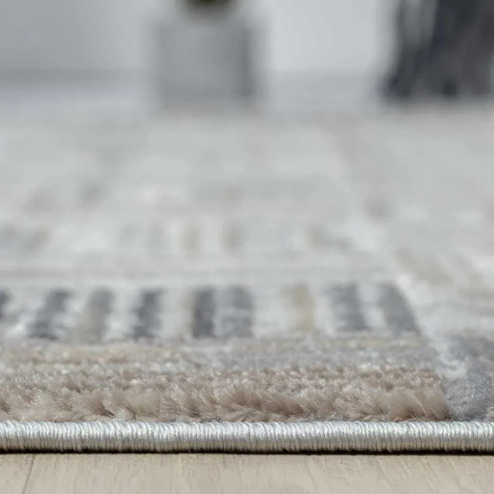 Moderner Kurzflor Teppich mit geketteltem Rand - Bihar