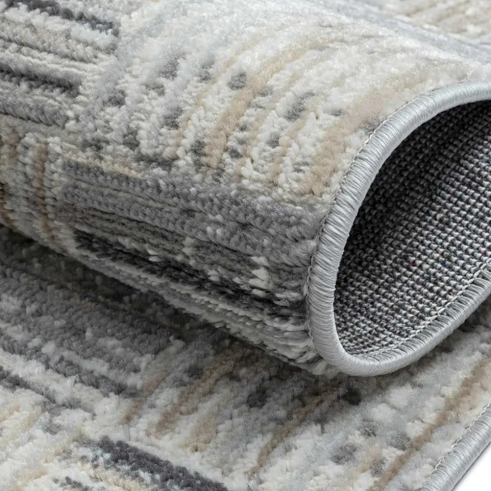 Moderner Kurzflor Teppich mit geketteltem Rand - Bihar