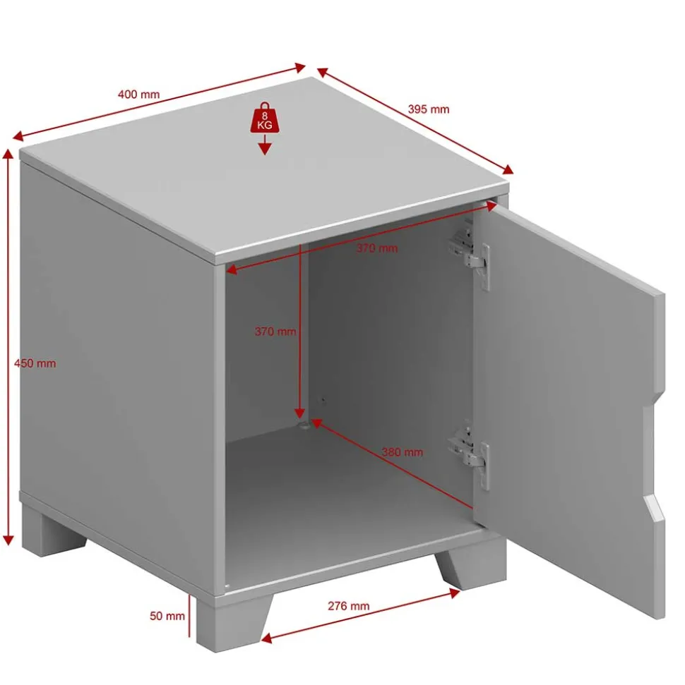 Moderner Nachtschrank in Grau - Niento