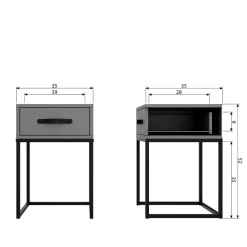 Moderner Nachttisch in Grau & Schwarz - Firgetta