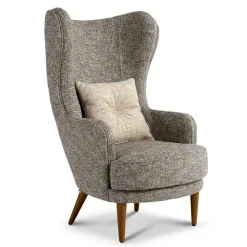 Moderner Ohrensessel in Beigegrau Boucle - Curemo