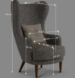 Moderner Ohrensessel in Beigegrau Boucle - Curemo