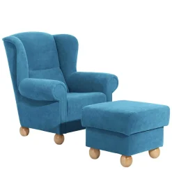 Moderner Ohrensessel in Petrol Velours - Lewis