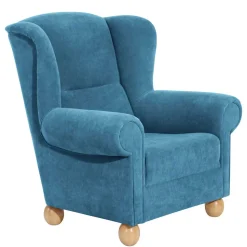 Moderner Ohrensessel in Petrol Velours - Lewis