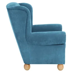 Moderner Ohrensessel in Petrol Velours - Lewis