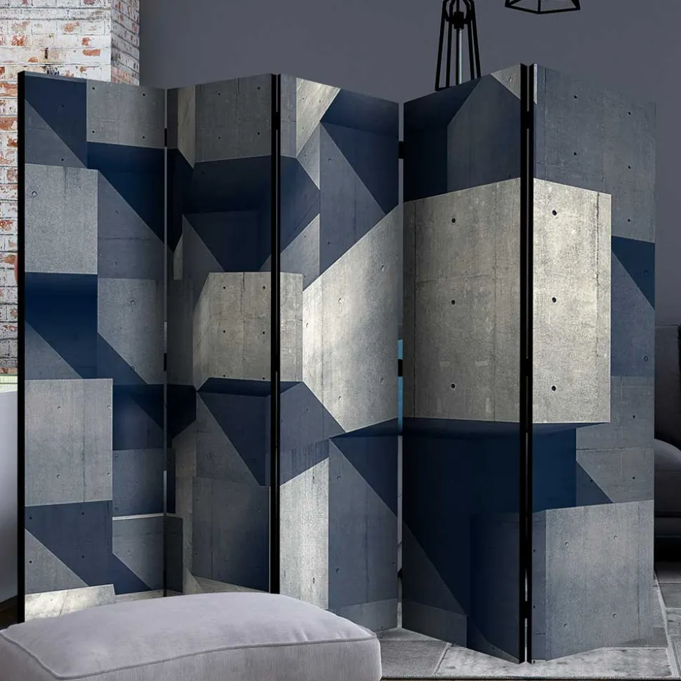 Moderner Paravent mit Beton Quader Motiv - Cosmonata