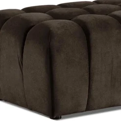 Moderner Polsterhocker in Dunkelbraun - Dos