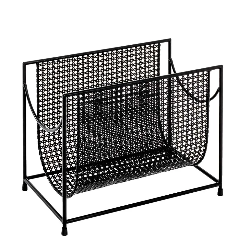 Moderner Retro Zeitungsständer in Schwarz - Konrad