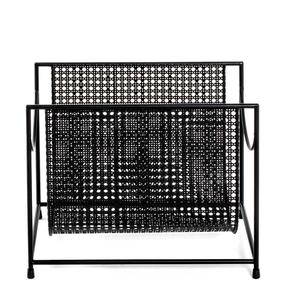 Moderner Retro Zeitungsständer in Schwarz - Konrad