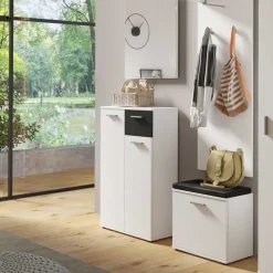 Moderner Schuhschrank in Weiß mit Schwarz - Massa