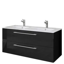 Modernes Badmöbel Ensemble in Schwarz - Vinkoja (vierteilig)