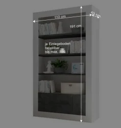 Modernes Bücherregal in Grau zweifarbig - Bari