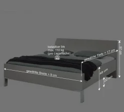 Modernes Designbett in hellem Grau - Nucina