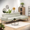 Modernes Ecksofa in Creme Cordbezug - Caldizza