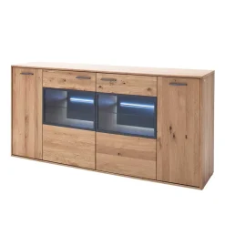 Modernes Eiche Sideboard mit Glaseinsätzen - Assela