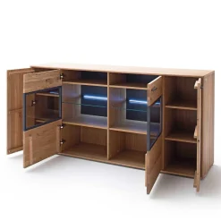Modernes Eiche Sideboard mit Glaseinsätzen - Assela