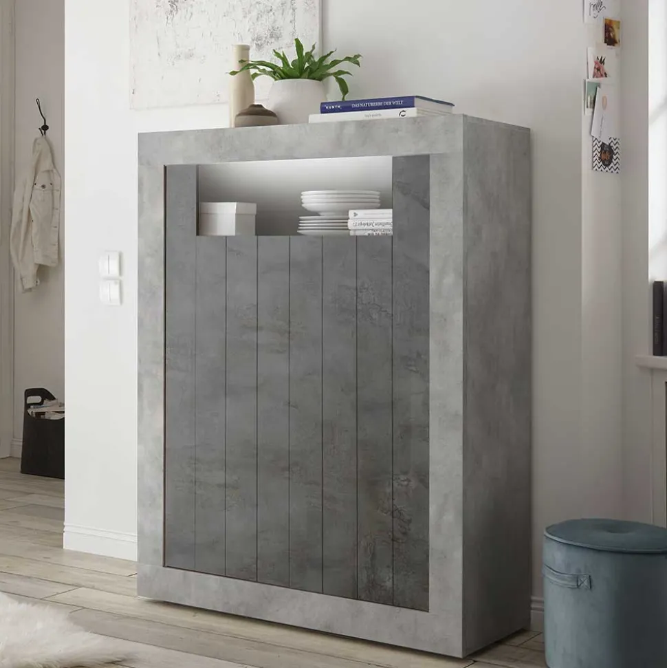 Modernes Highboard in Hellgrau & Dunkelgrau - Crespian