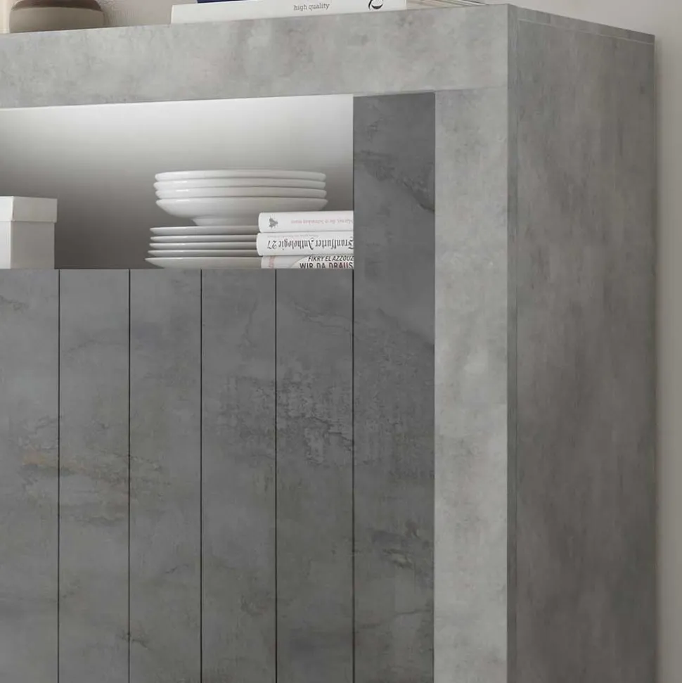 Modernes Highboard in Hellgrau & Dunkelgrau - Crespian