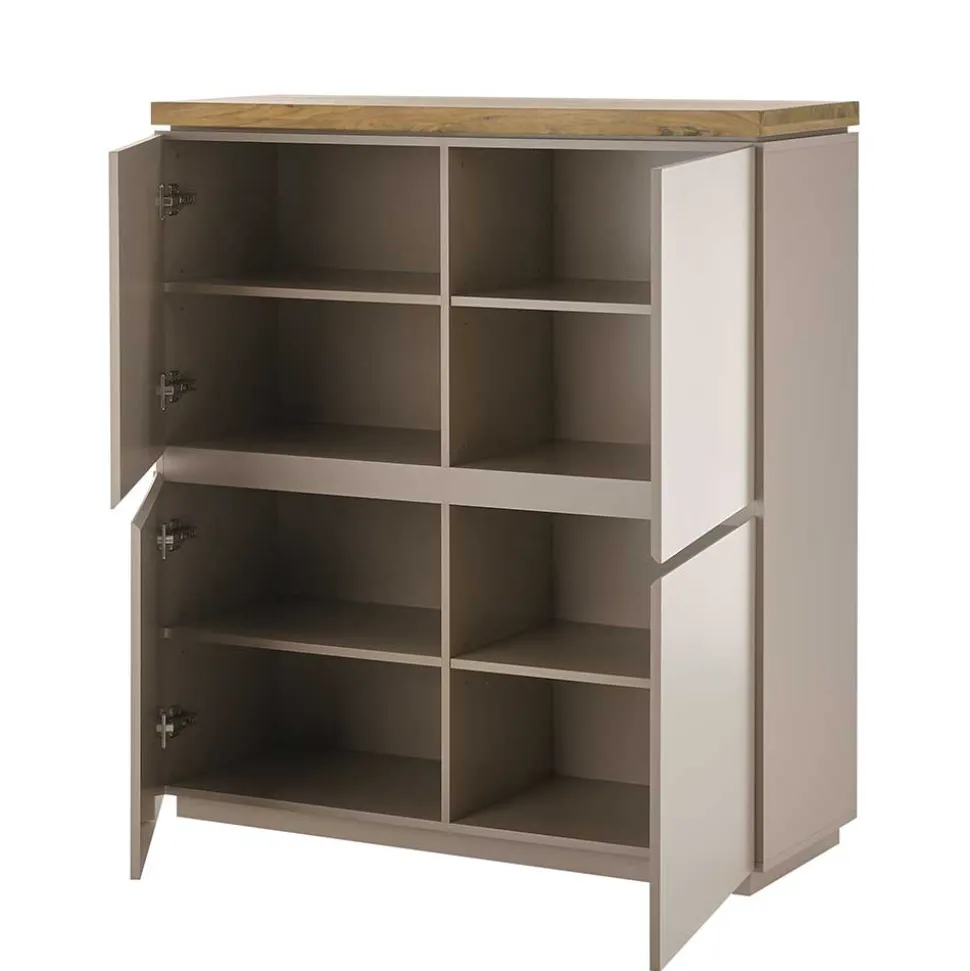 Modernes Highboard in Taupe & Akazie - Anja