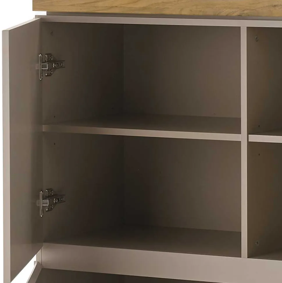 Modernes Highboard in Taupe & Akazie - Anja