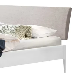 Modernes Holzbett in Weiß mit grauem Kopfteil - Cracks