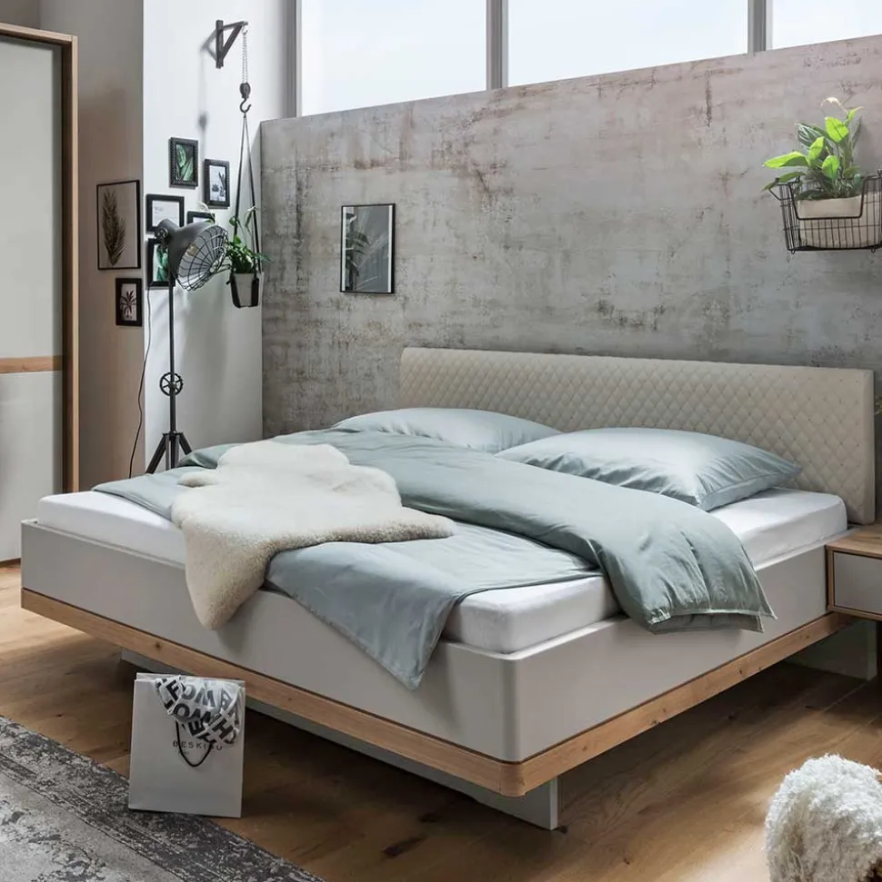 Modernes Kunstlederbett in Beige - Crascanu
