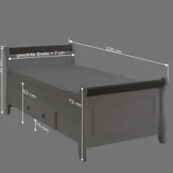 Modernes Landhausbett in Weiß & Grau - Caneon