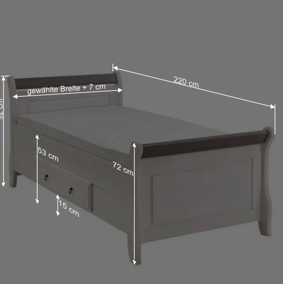 Modernes Landhausbett in Weiß & Grau - Caneon