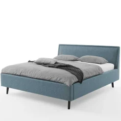 Modernes Polsterbett in Blaugrau Stoff - Sunhide