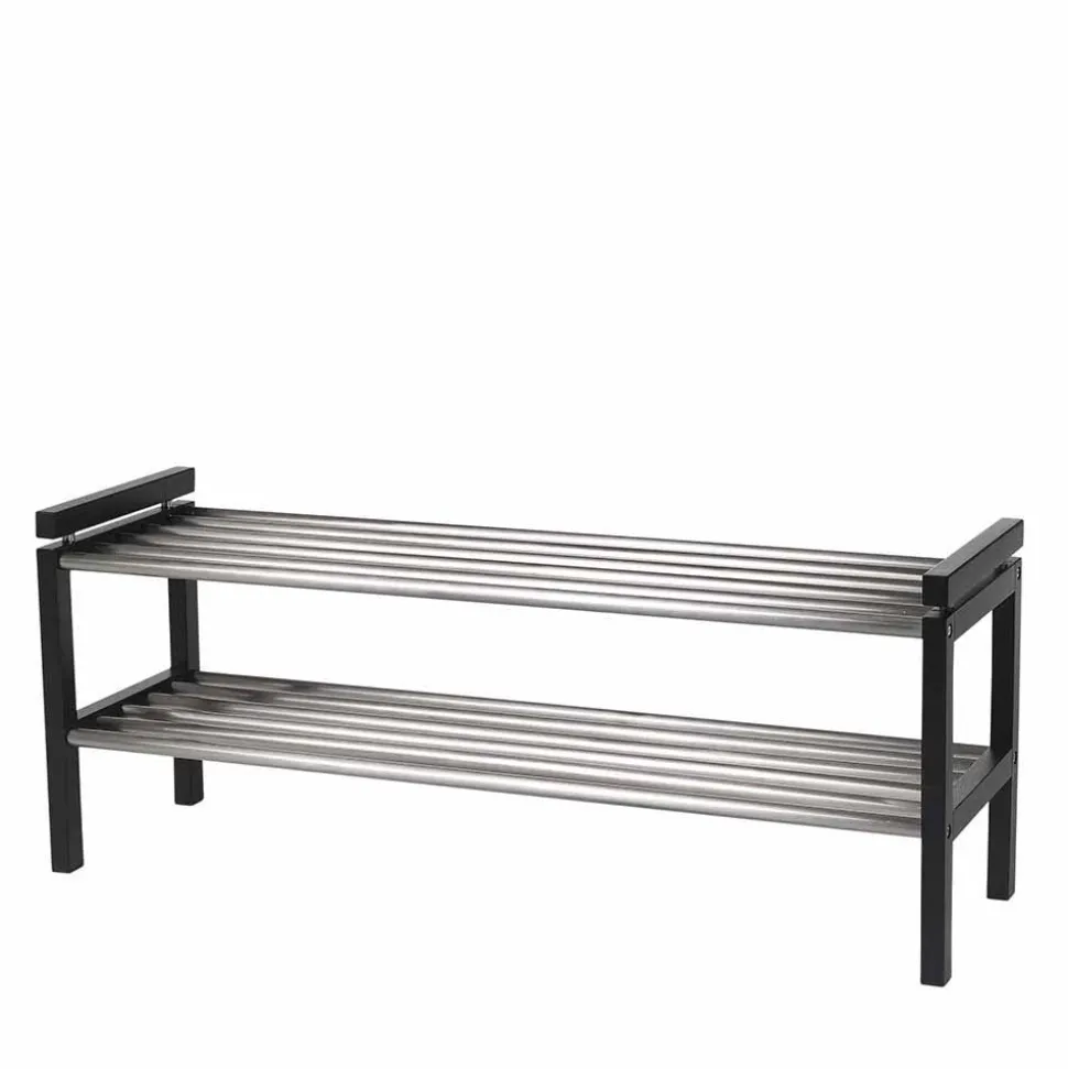 Modernes Schuhregal in Schwarz & Edelstahl - Geskan