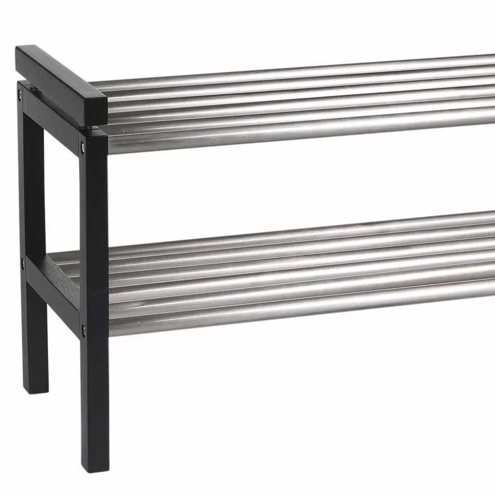 Modernes Schuhregal in Schwarz & Edelstahl - Geskan