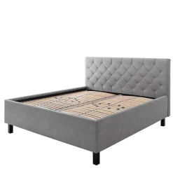 Modernes Stoffbett mit Bettkasten in Hellgrau - Villaro