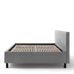 Modernes Stoffbett mit Bettkasten in Hellgrau - Villaro