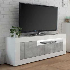 Modernes TV Element in Hochglanz Weiß - Niris