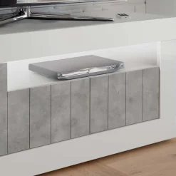 Modernes TV Element in Hochglanz Weiß - Niris