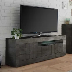 Modern-geradliniges TV Board in Dunkelgrau Dekor - Bella