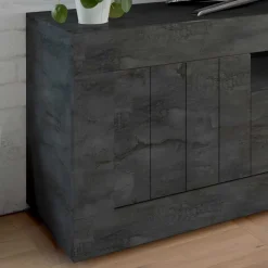 Modern-geradliniges TV Board in Dunkelgrau Dekor - Bella