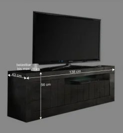 Modern-geradliniges TV Board in Dunkelgrau Dekor - Bella