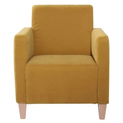 Modern-kantiger Sessel in Gelb und Buche - Crasting