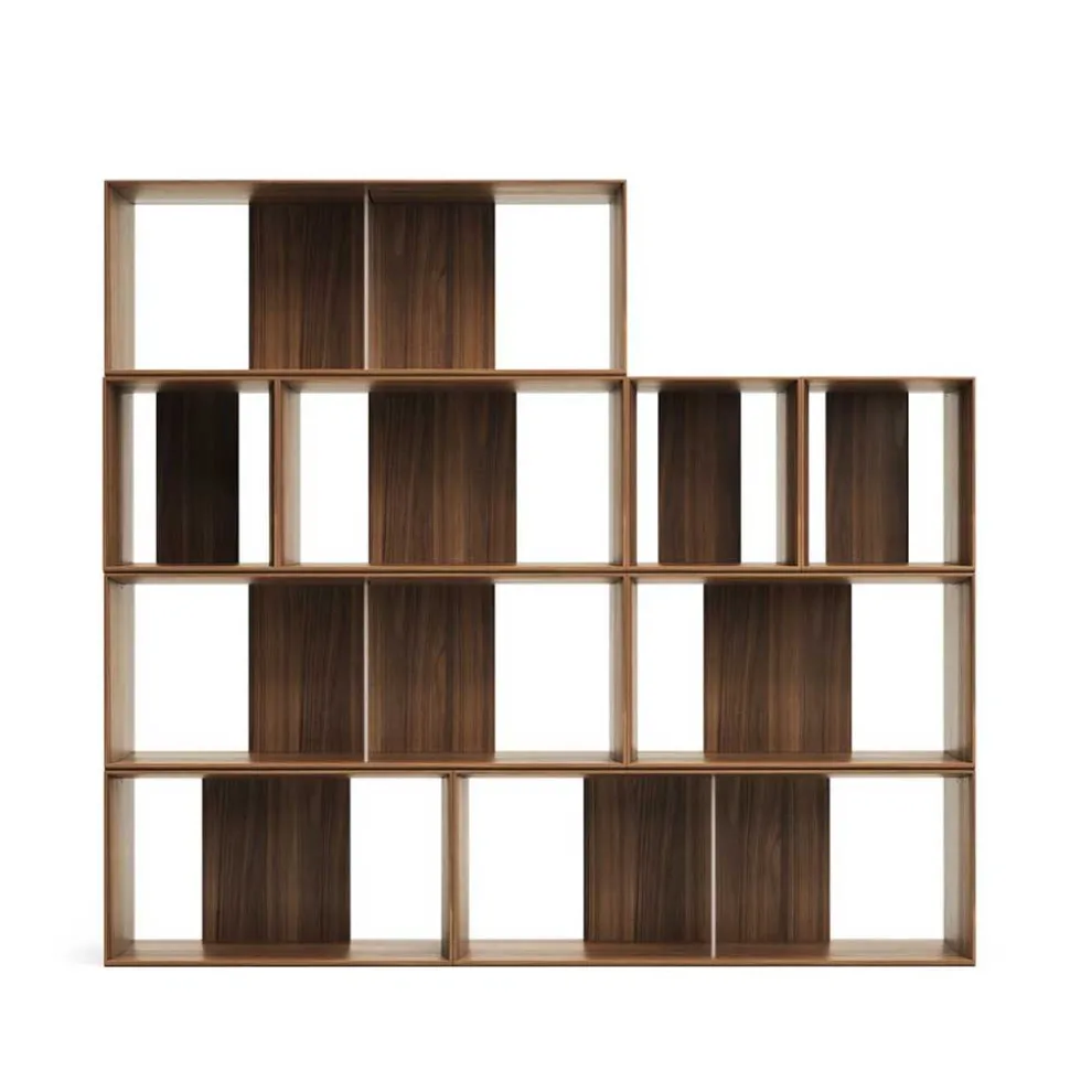 Modulregal in Nussbaum Furnier - Abelle (neunteilig)