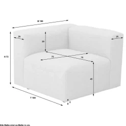 Modulsofa Eckelement in Cremeweiß - Tembreno