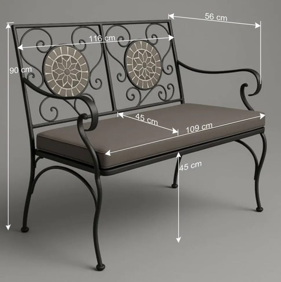 Mosaik Gartenbank mit zwei Sitzplätzen - Estravo