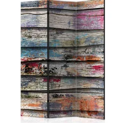 Motiv Paravent Bretterwand & Farbflecken - Alekona