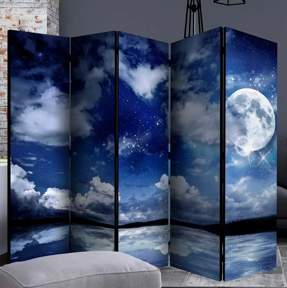 Motiv Paravent Nachthimmel Mond Wasser - Finanun