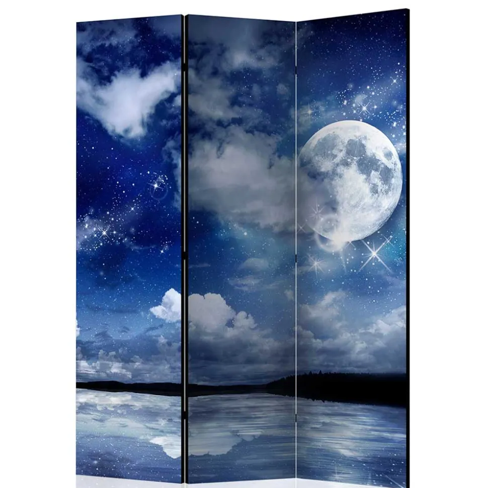 Motiv Paravent Nachthimmel Mond Wasser - Finanun
