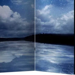 Motiv Paravent Nachthimmel Mond Wasser - Finanun