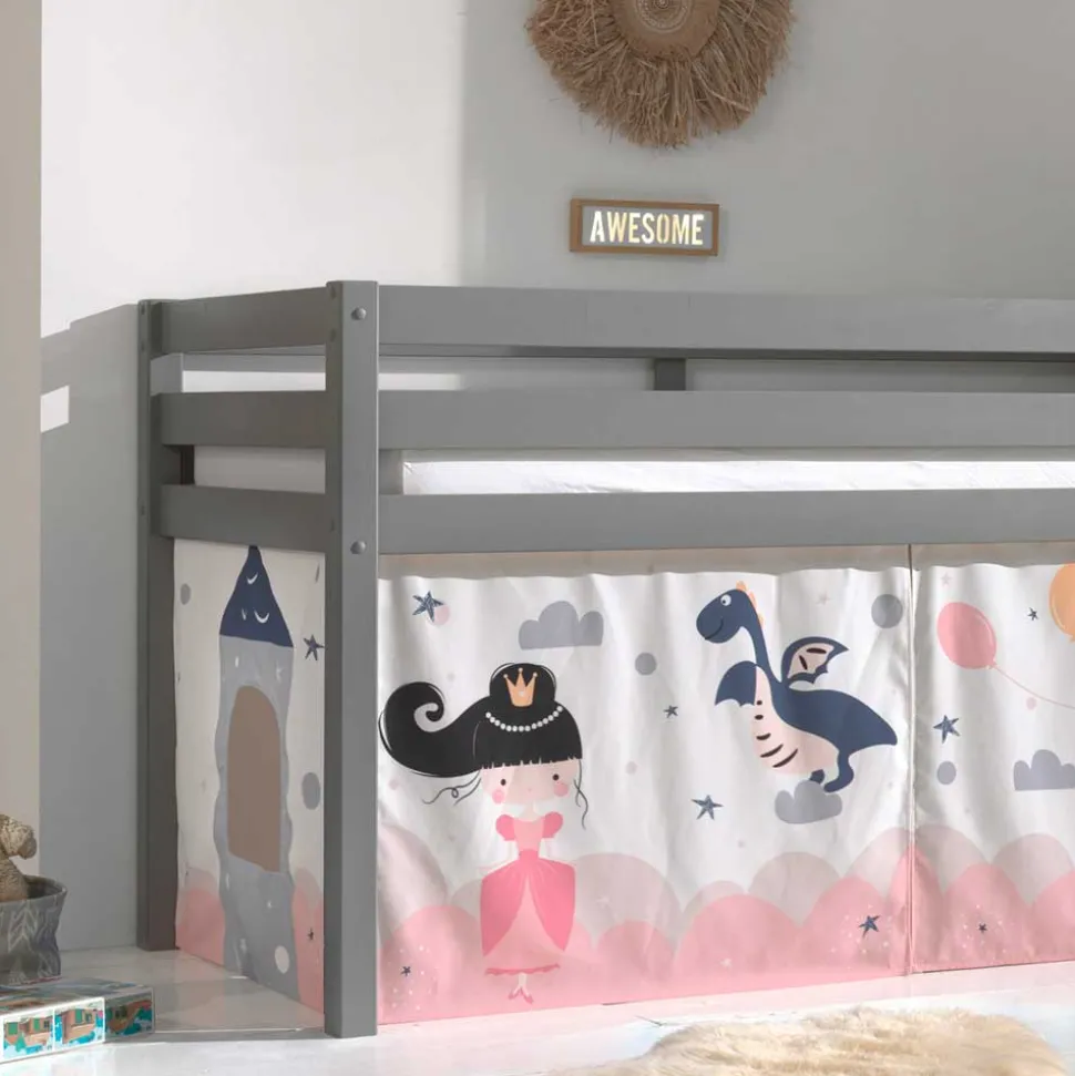 Märchen Kinderzimmer Hochbett in Grau - Uschi