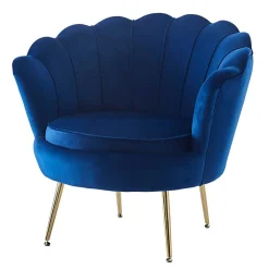 Muschel Design Sessel in Blau Samtbezug - Dotagon